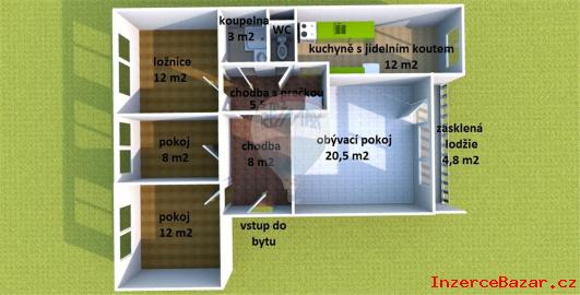 Prodej bytu 4+1 v OV,82 m2,Brno-idenice